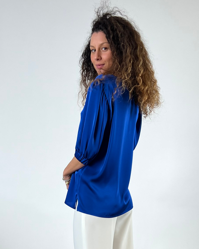 BLUSA CON MANICA A SBUFFO BLU