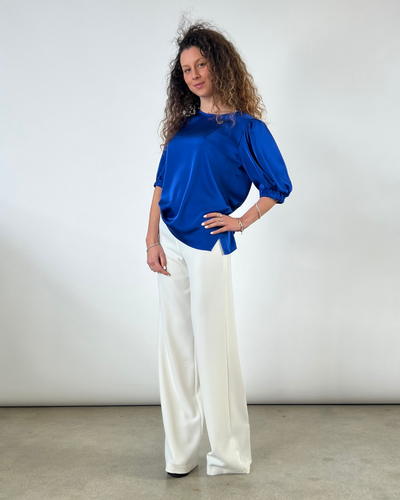BLUSA CON MANICA A SBUFFO BLU