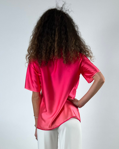 BLUSA MEZZA MANICA IN STAMPA DEGRADE' FUCSIA