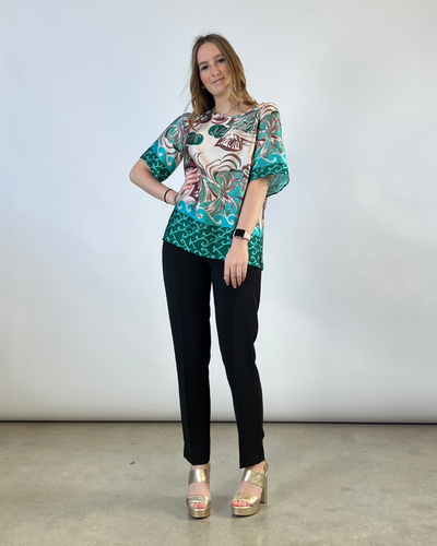 BLUSA MEZZA MANICA FANTASIA VERDE