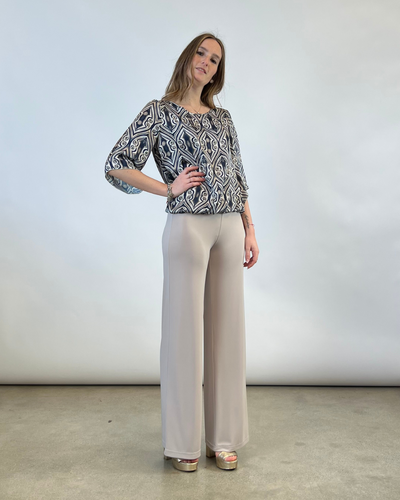 PANTALONE CON ELASTICO IN VITA BEIGE