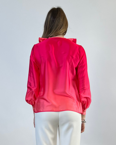CAMICIA CON JABOT IN STAMPA DEGRADE' FUCSIA