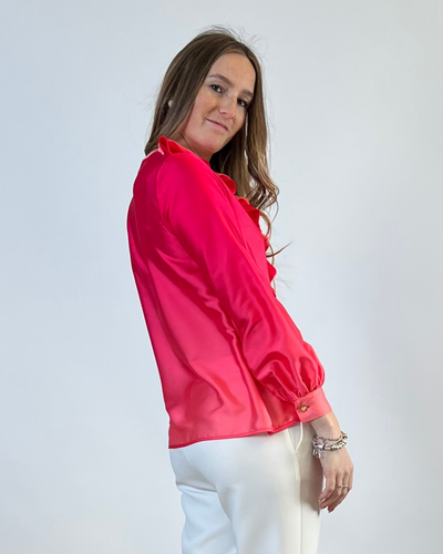 CAMICIA CON JABOT IN STAMPA DEGRADE' FUCSIA