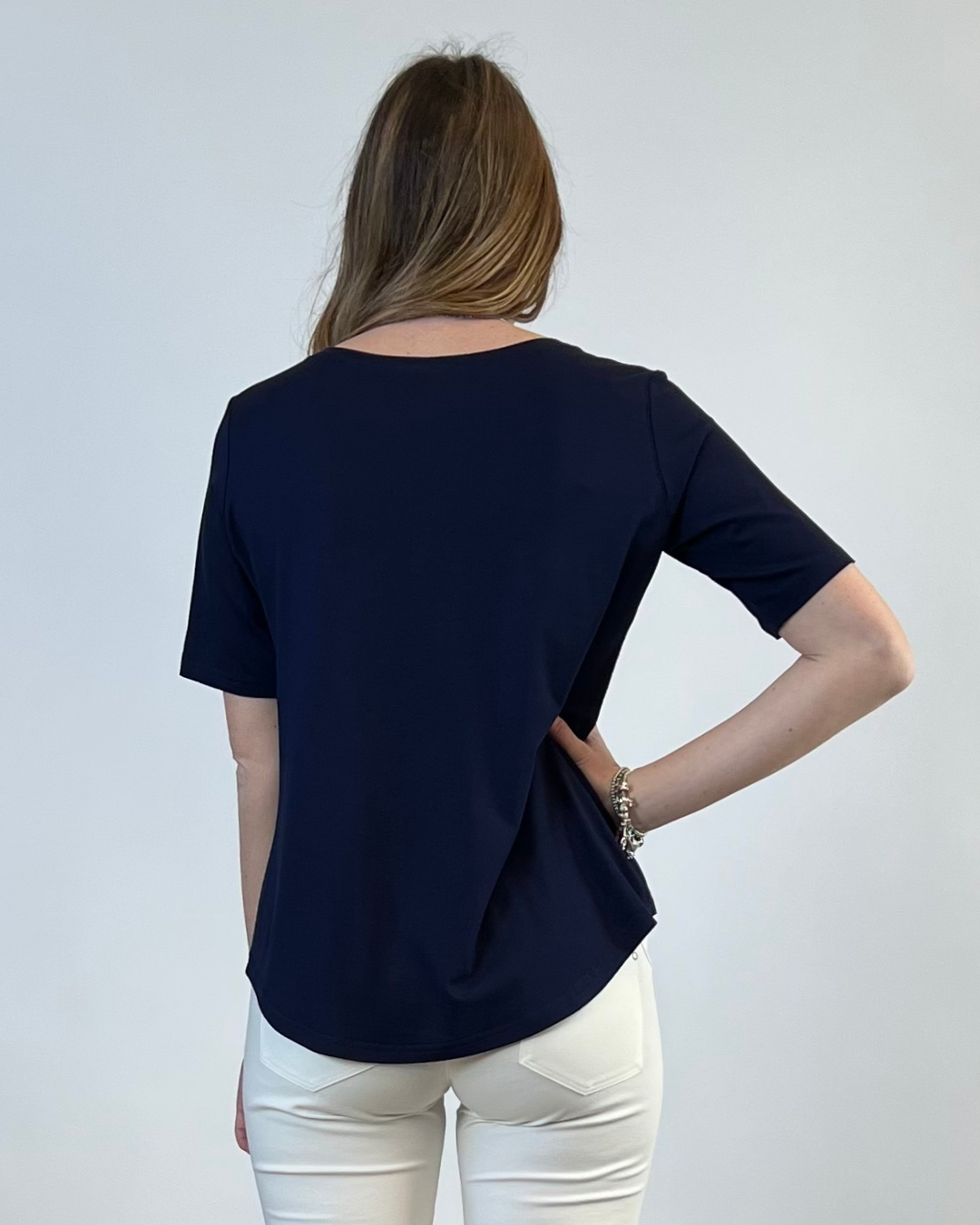 T-SHIRT CON TASCHINE TINTA UNITA BLU NAVY