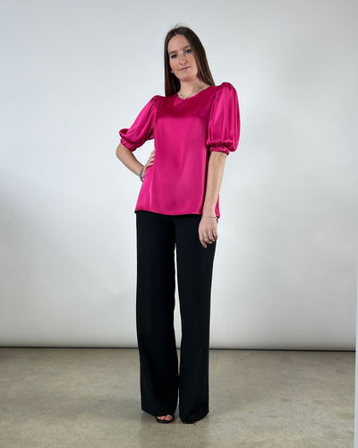 BLUSA CON MANICA A SBUFFO FUCSIA