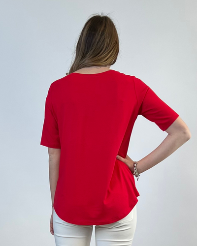 T-SHIRT CON TASCHINE TINTA UNITA ROSSA