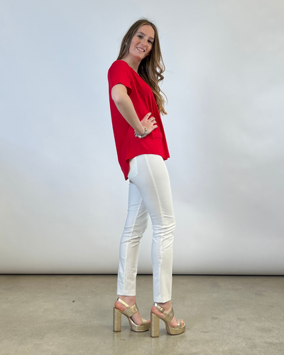 T-SHIRT CON TASCHINE TINTA UNITA ROSSA