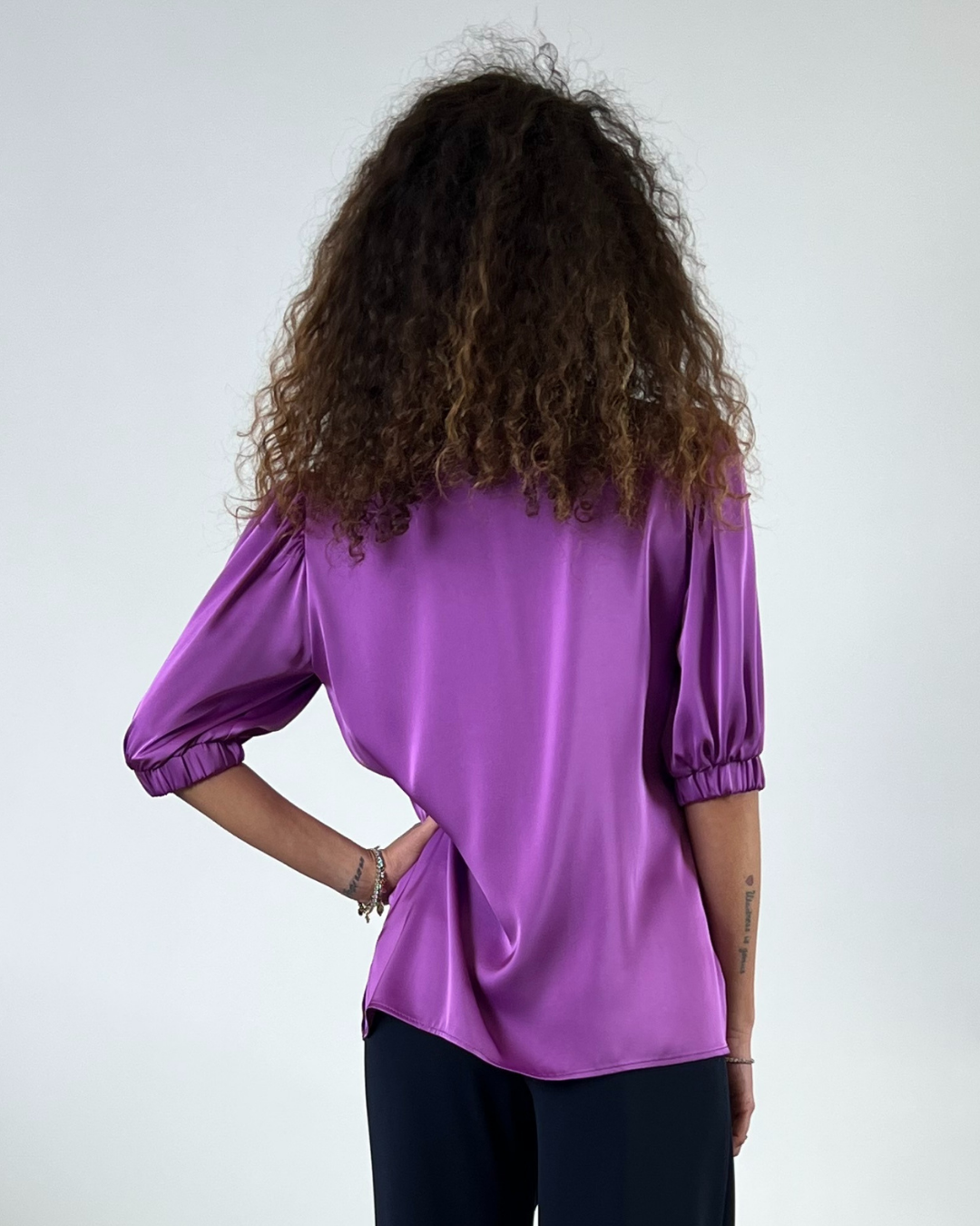 BLUSA CON MANICA A SBUFFO VIOLA
