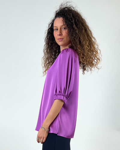 BLUSA CON MANICA A SBUFFO VIOLA