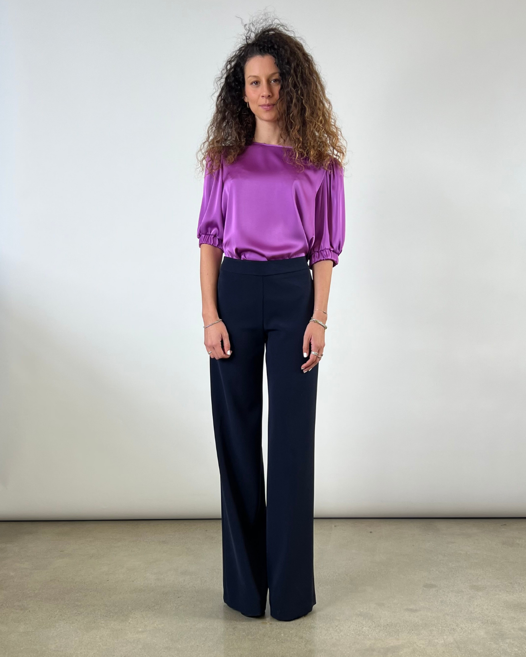 BLUSA CON MANICA A SBUFFO VIOLA