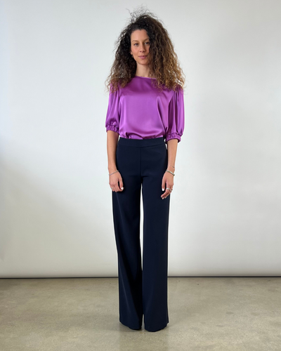 BLUSA CON MANICA A SBUFFO VIOLA