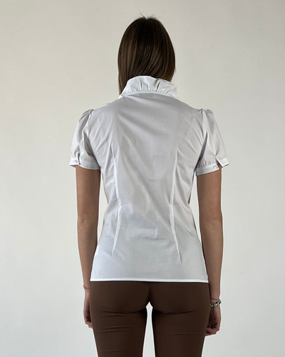 CAMICIA CON JABOT IN TINTA UNITA BIANCA