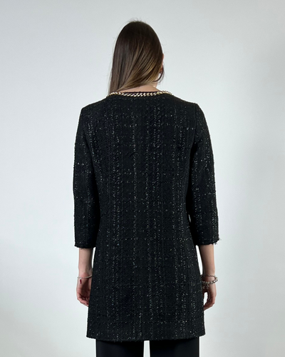 GIACCA BOUCLE LUNGA CON CATENA NERA