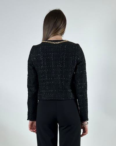 GIACCA BOUCLE CORTA CON CATENA NERO