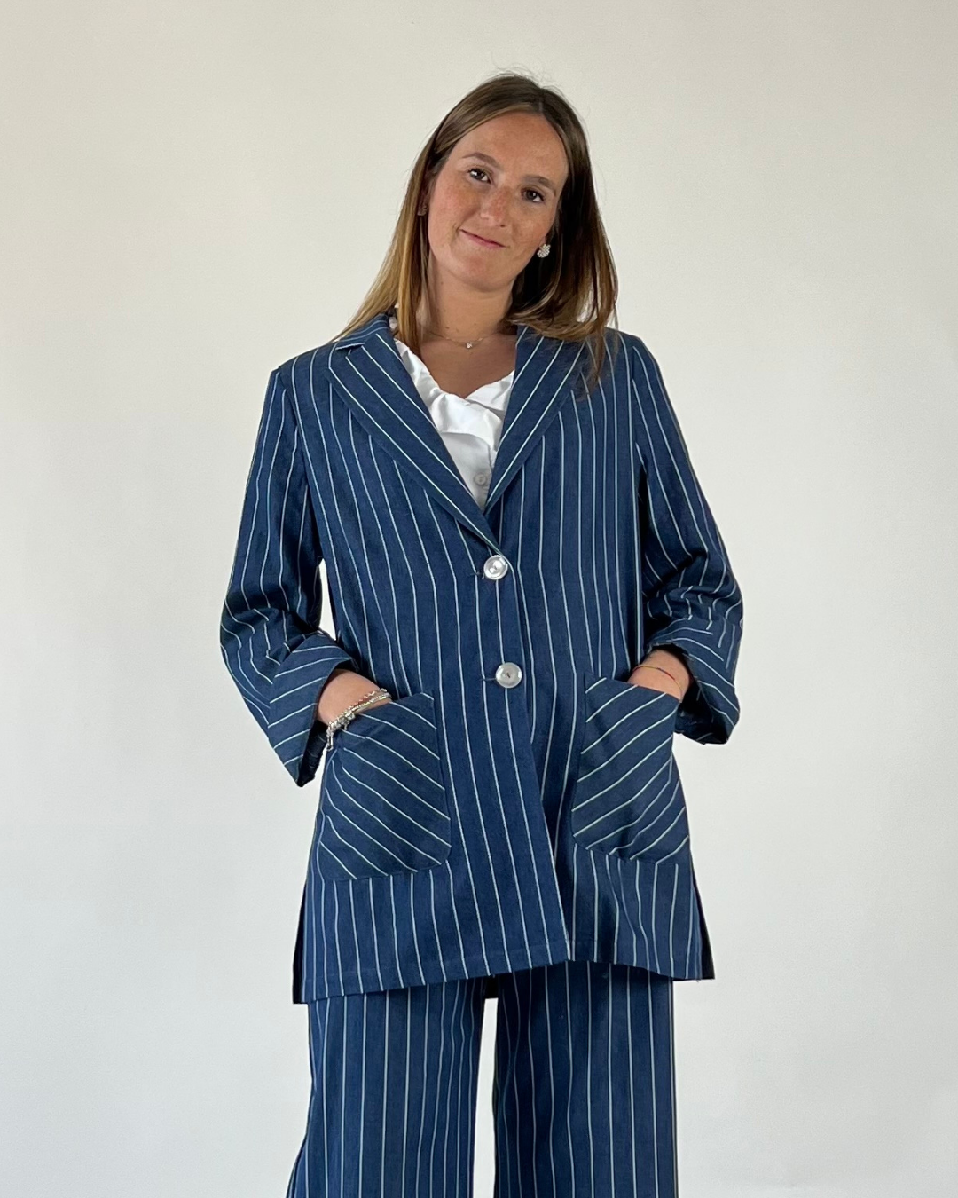 GIACCA A RIGHE BLU