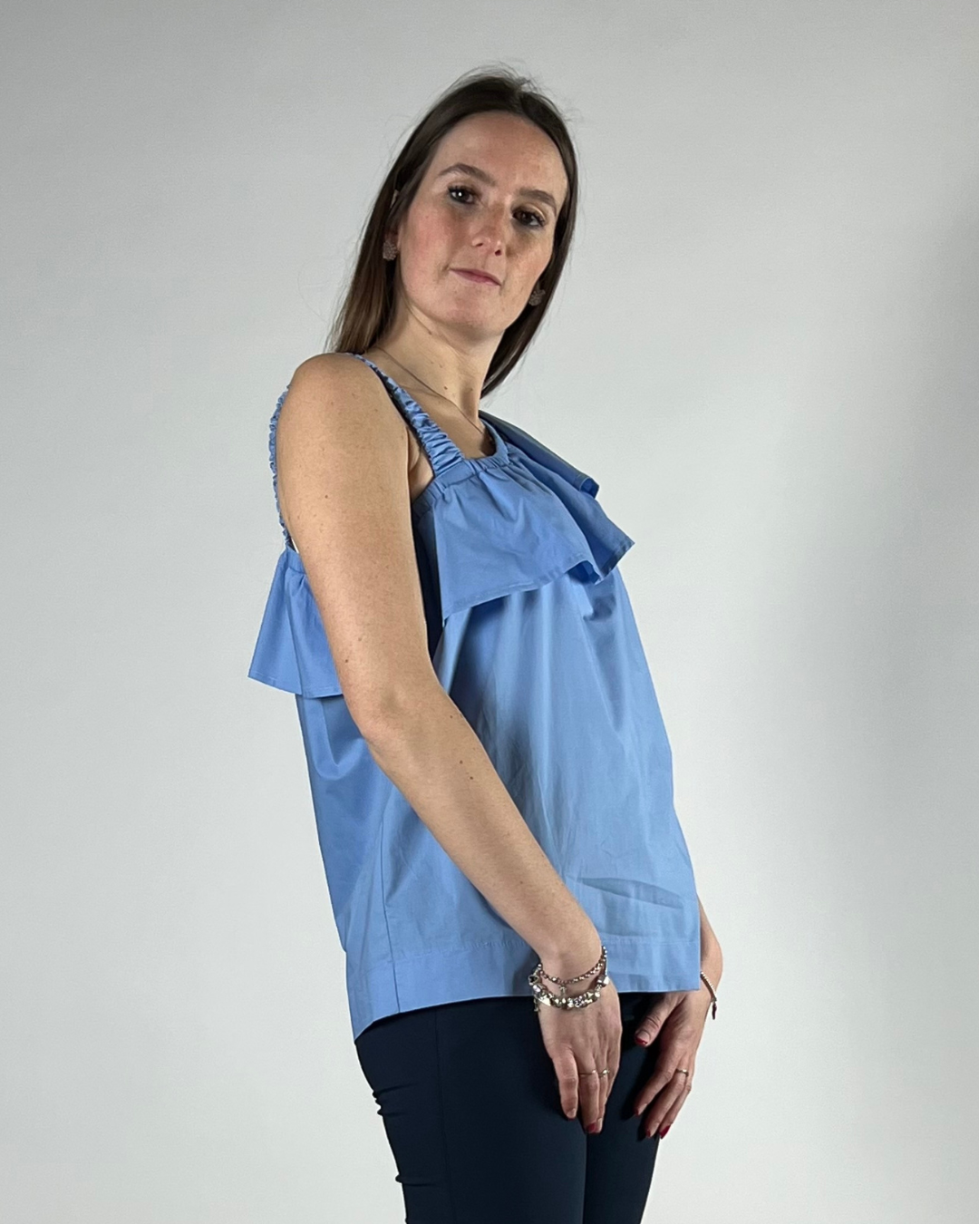 BLUSA MONOSPALLA AZZURRA
