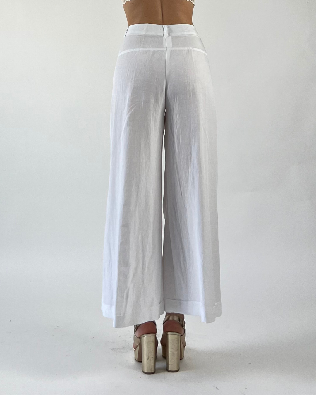PANTALONE GAUCHO TINTA UNITA BIANCO