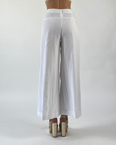 PANTALONE GAUCHO TINTA UNITA BIANCO