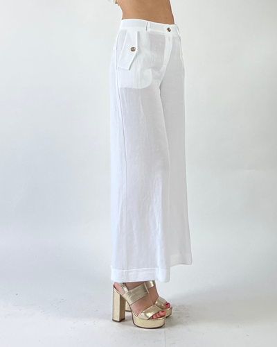 PANTALONE GAUCHO TINTA UNITA BIANCO