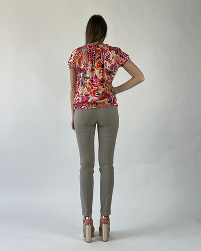 PANTALONE SKINNY TINTA UNITA CON RISVOLTO BEIGE