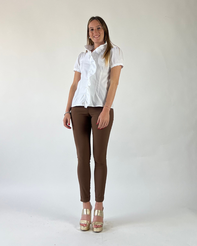 CAMICIA CON JABOT IN TINTA UNITA BIANCA