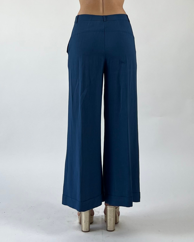 PANTALONE GAUCHO TINTA UNITA BLU