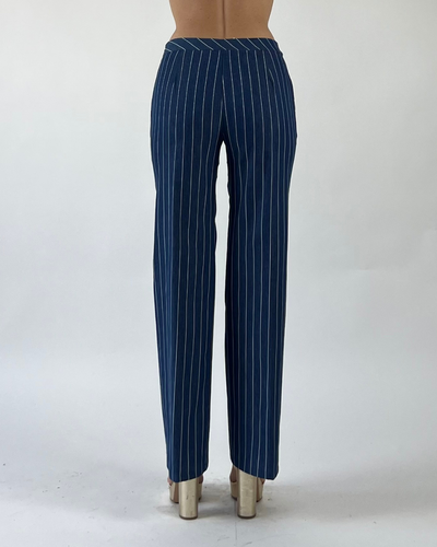 PANTALONE PALAZZO A RIGHE BLU