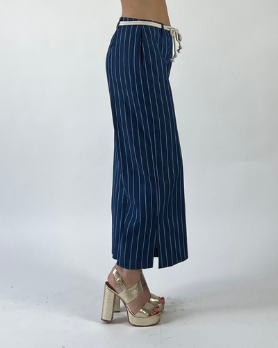 PANTALONE GAUCHO A RIGHE BLU