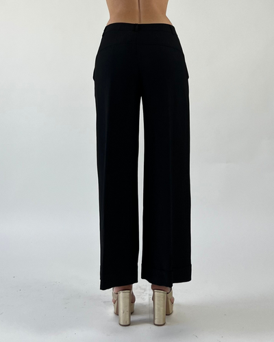 PANTALONE GAUCHO TINTA UNITA NERO
