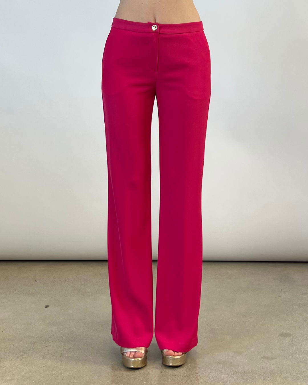 PANTALONE A ZAMPA IN CADY FUCSIA