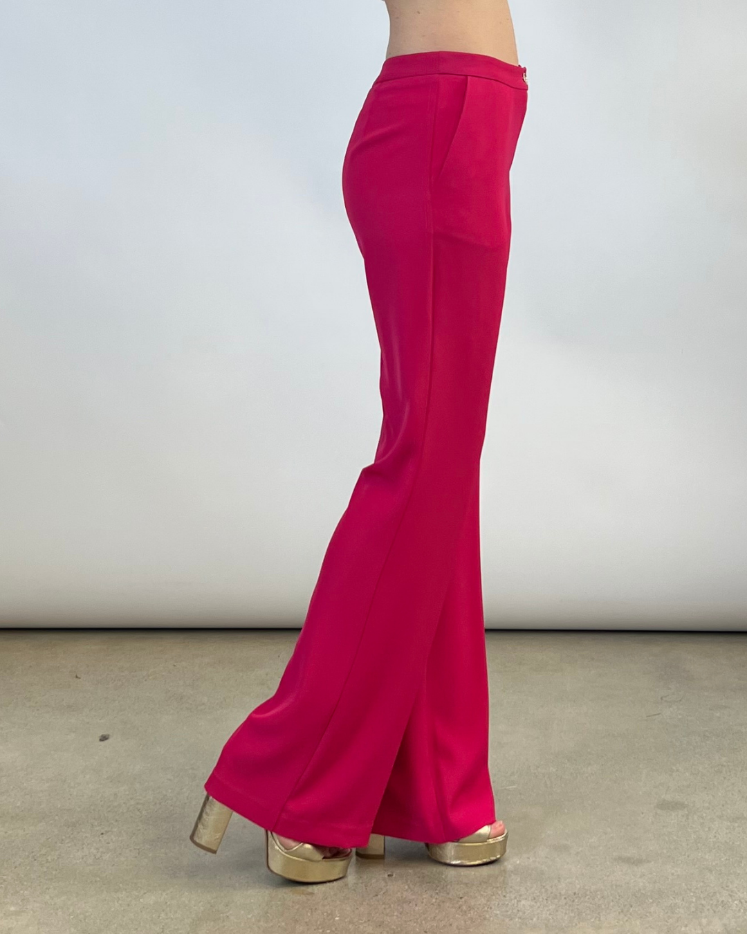PANTALONE A ZAMPA IN CADY FUCSIA