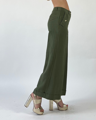 PANTALONE GAUCHO TINTA UNITA VERDE
