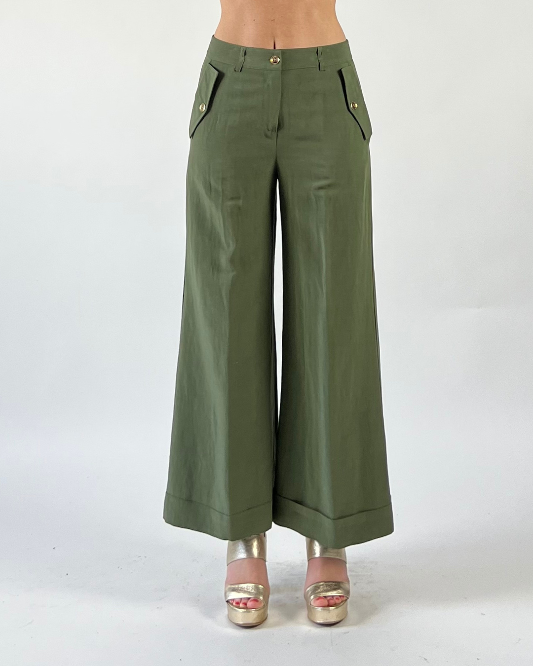 PANTALONE GAUCHO TINTA UNITA VERDE