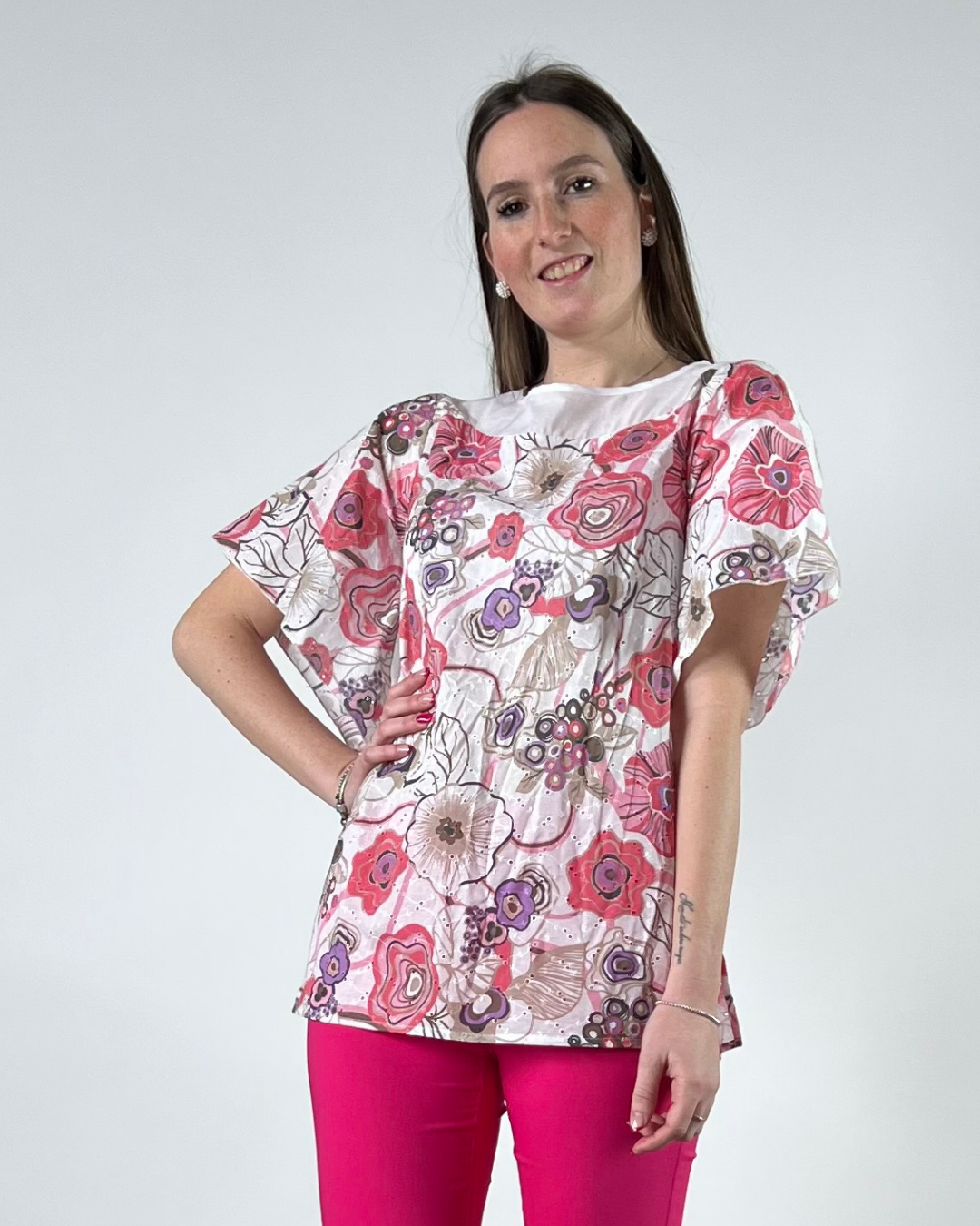 BLUSA IN SANGALLO FANTASIA ROSA