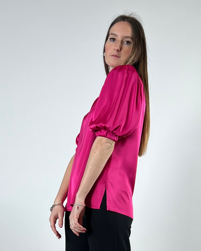 BLUSA CON MANICA A SBUFFO FUCSIA