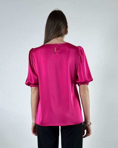 BLUSA CON MANICA A SBUFFO FUCSIA