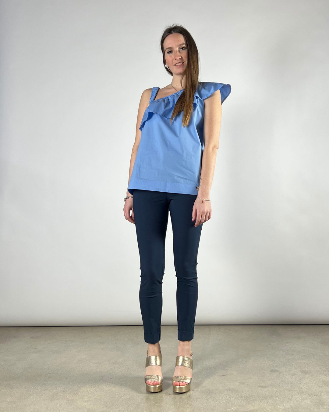 BLUSA MONOSPALLA AZZURRA