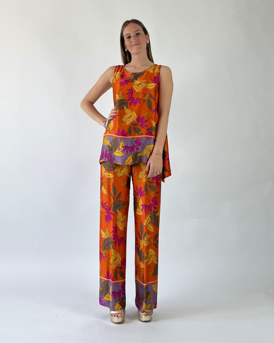 PANTALONE PALAZZO FANTASIA ARANCIO