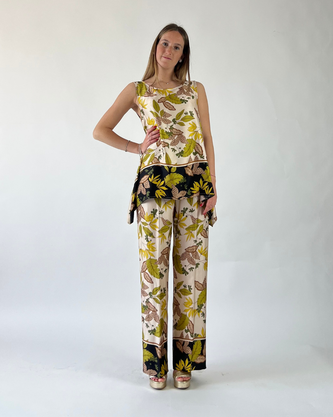 PANTALONE PALAZZO FANTASIA BEIGE