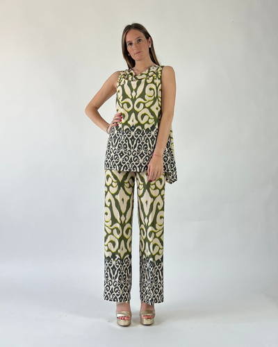 BLUSA SMANICATA IN FANTASIA VERDE